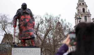 Churchill Statue Defaced in Parliament Square Amid Culture War and Antisemitism Concerns
